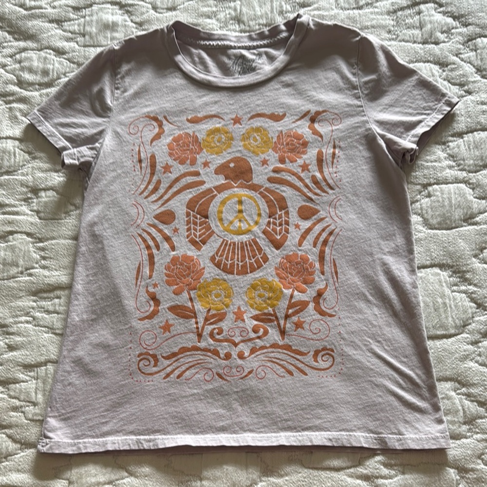Anthropologie Purple and Yellow Short Sleeve Tee